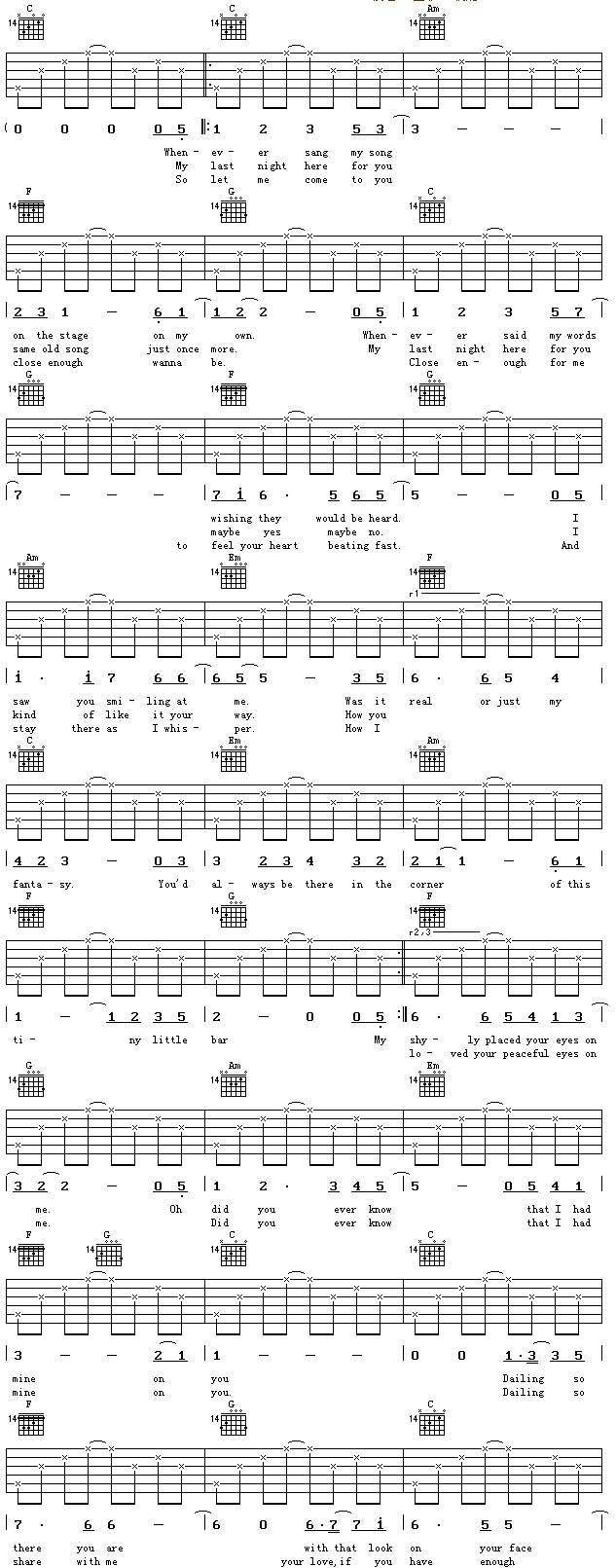 eyes on me吉他谱