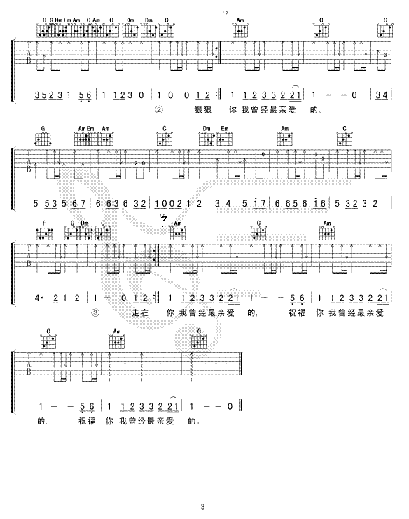 祝福你亲爱的吉他谱
