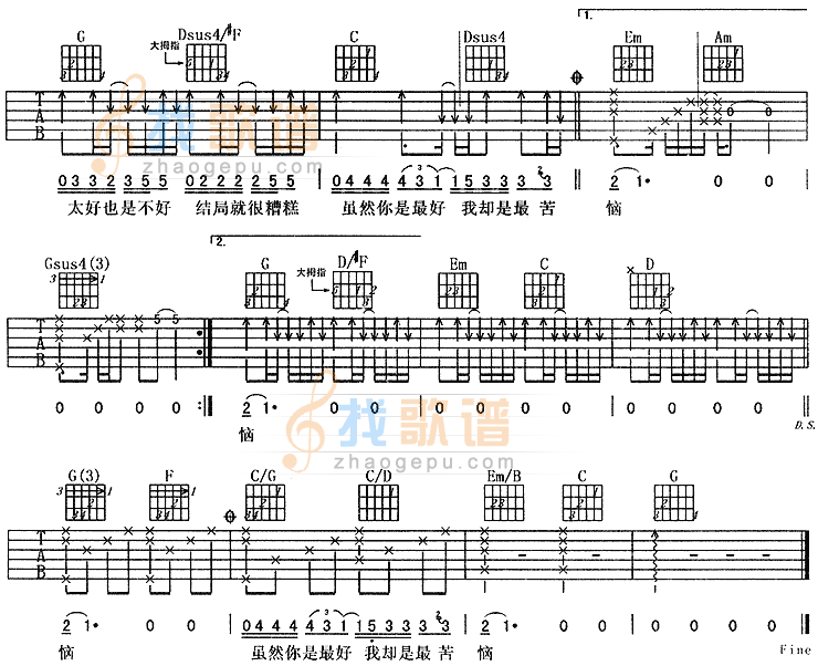 你很好 (阿杜)吉他谱