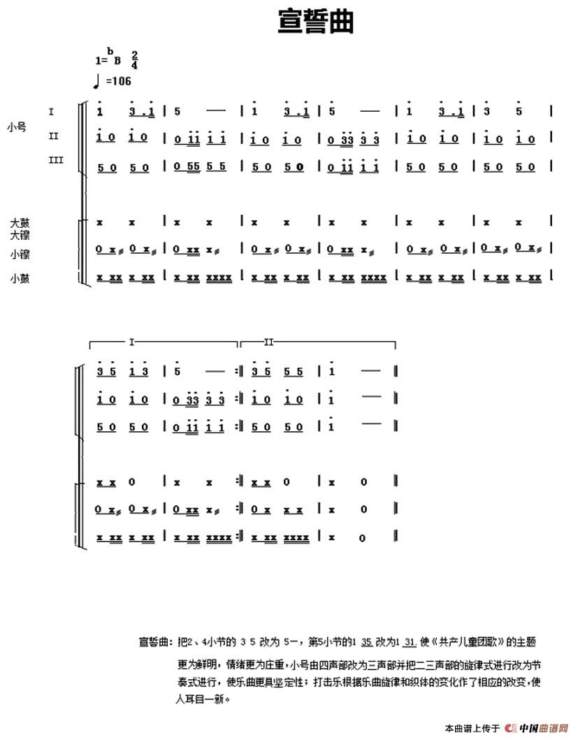 中国少年先锋队鼓号谱：4、宣誓曲