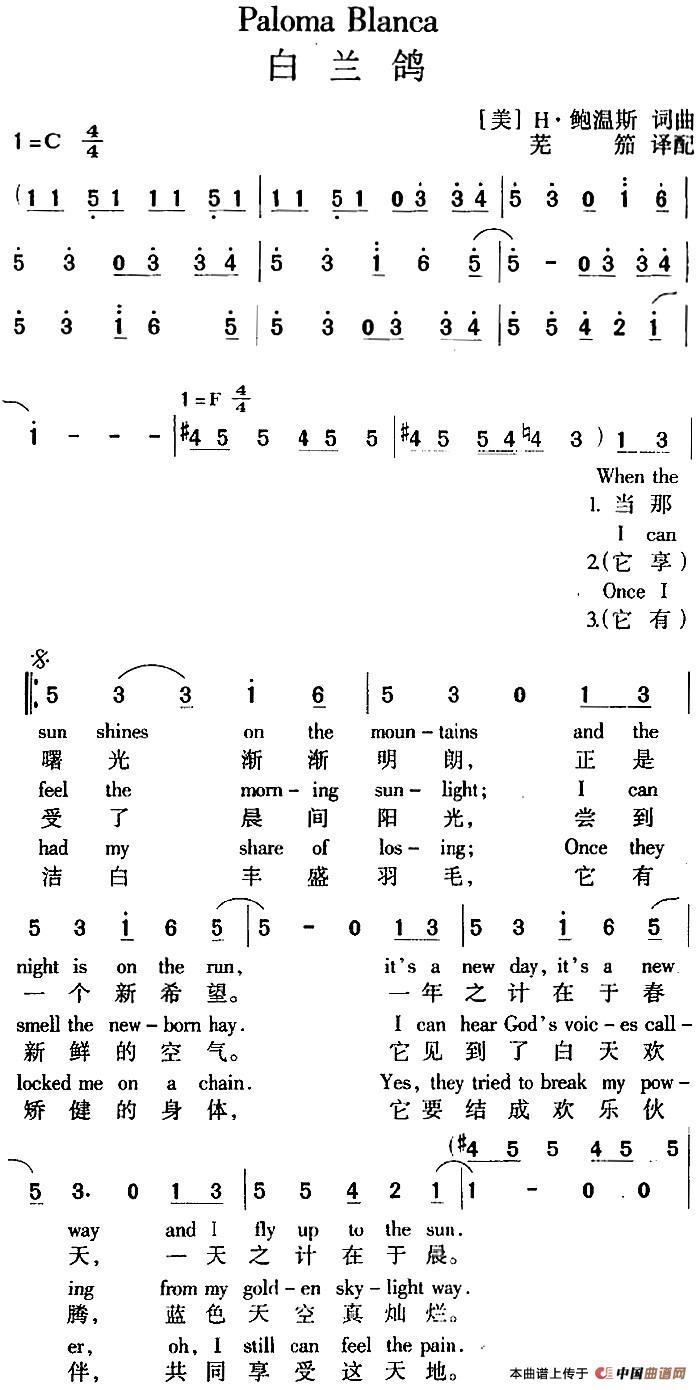 PALOMA BLANCA（白兰鸽）（ 中英文对照版）