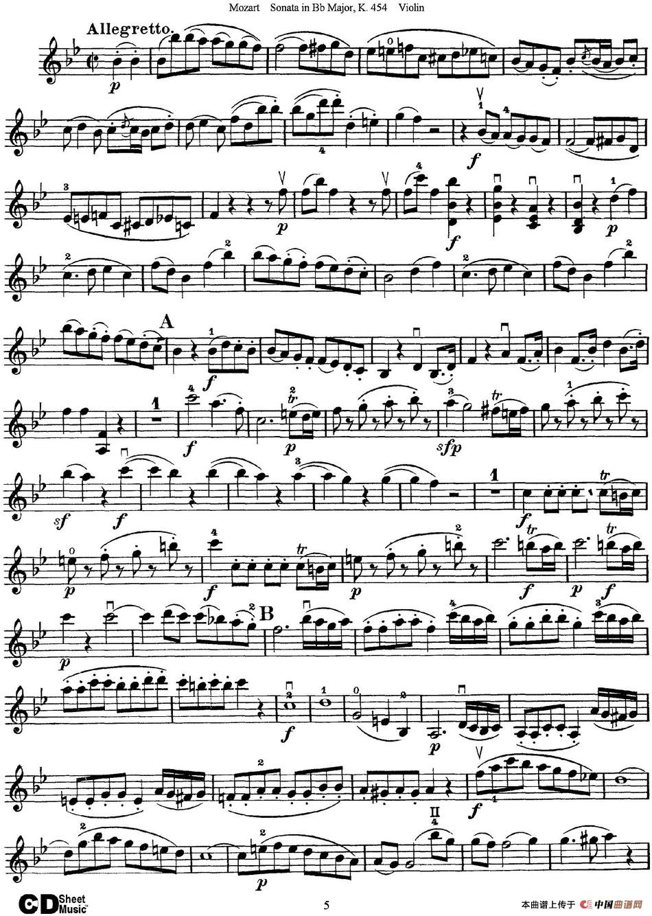 Violin Sonata in Bb Major K.454