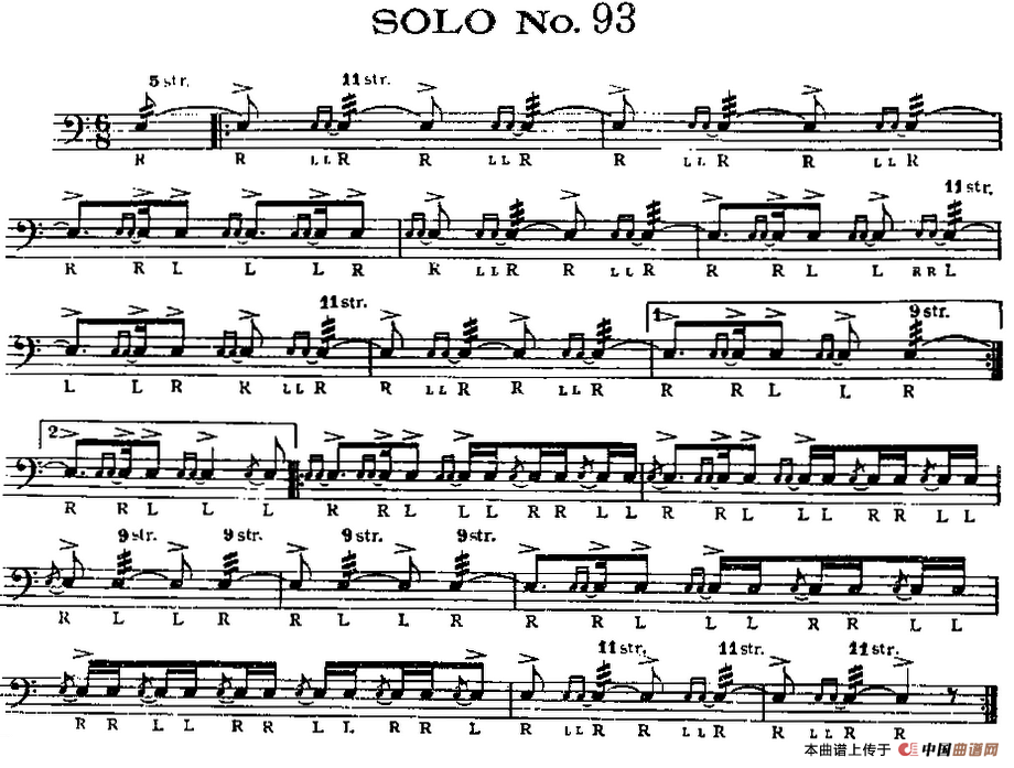 美国军鼓 SOLO No.91-95（爵士鼓谱）