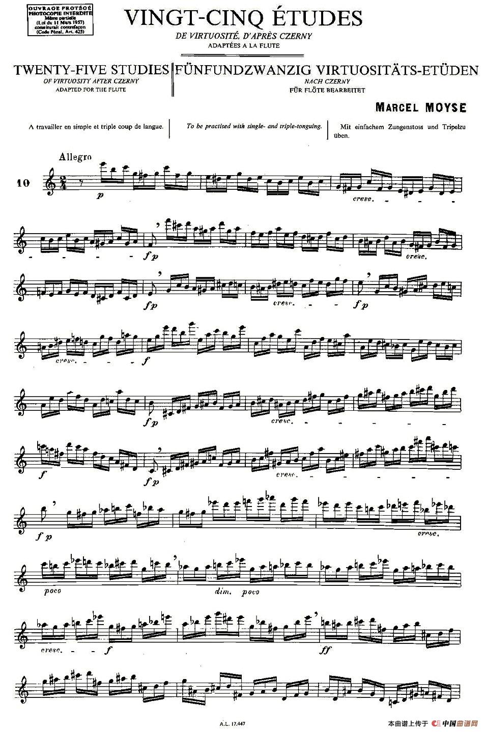 Moyse - 25 Studies after Czerny flute  [10]（25首改编自车