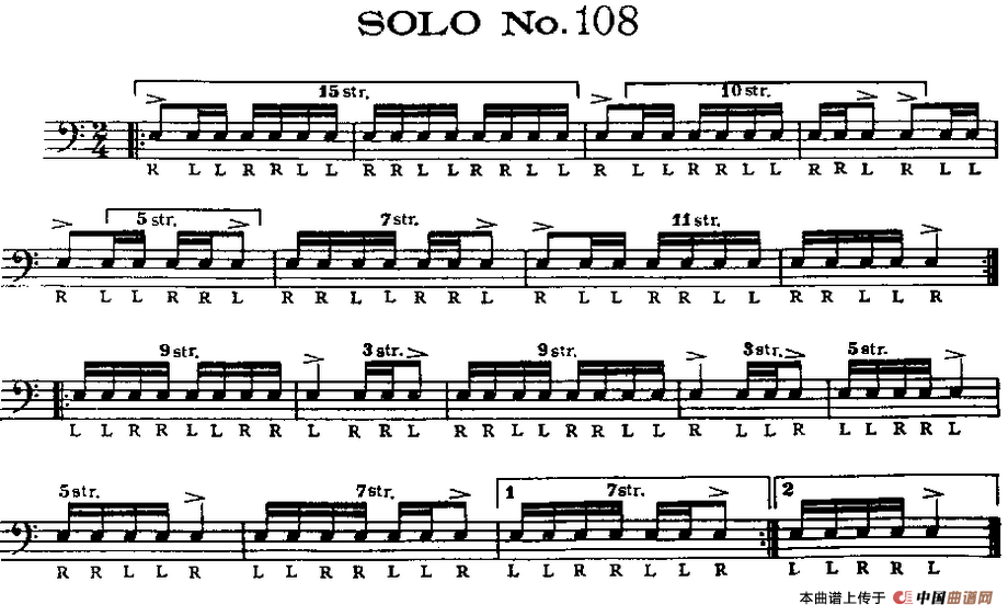 美国军鼓 SOLO No.106-110（爵士鼓谱）