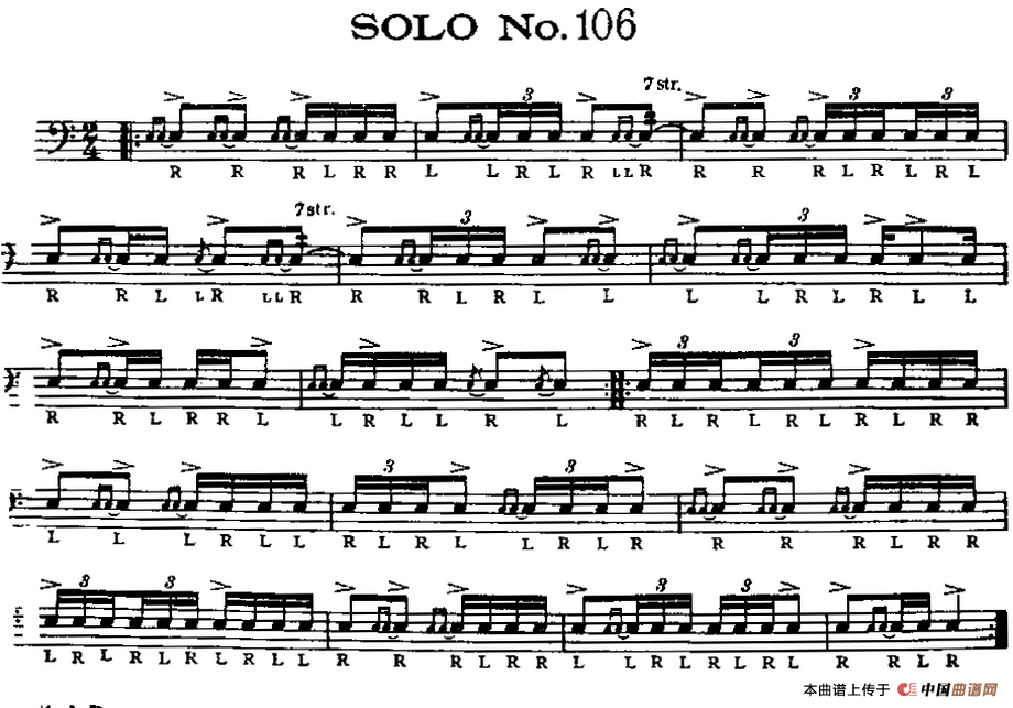 美国军鼓 SOLO No.106-110（爵士鼓谱）