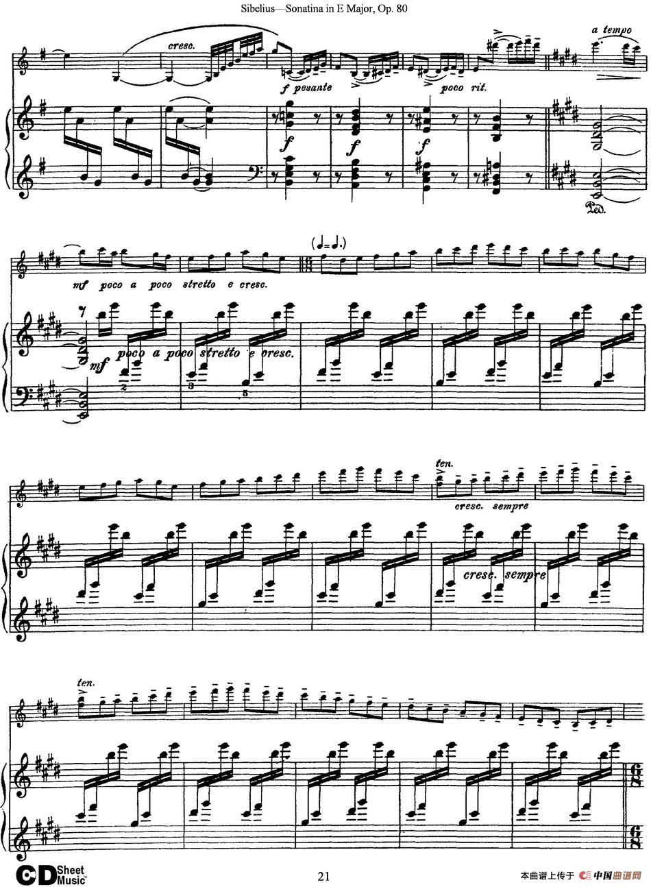 Violin Sonatina in E Major Op.80（小提琴+钢琴伴奏）