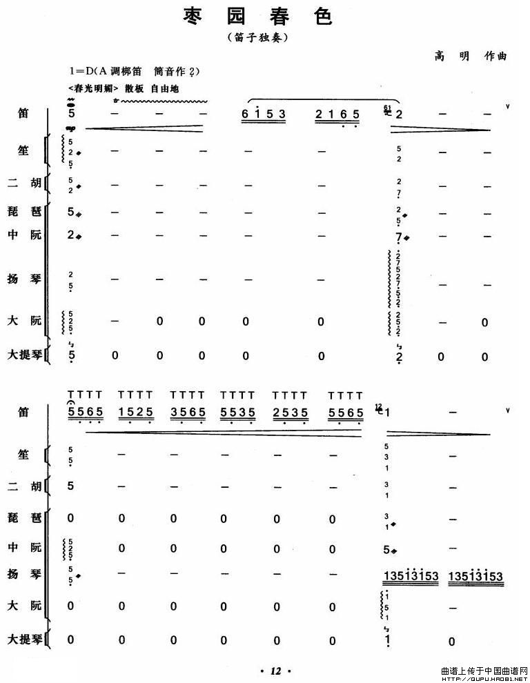 枣园春色（笛子+伴奏总谱）