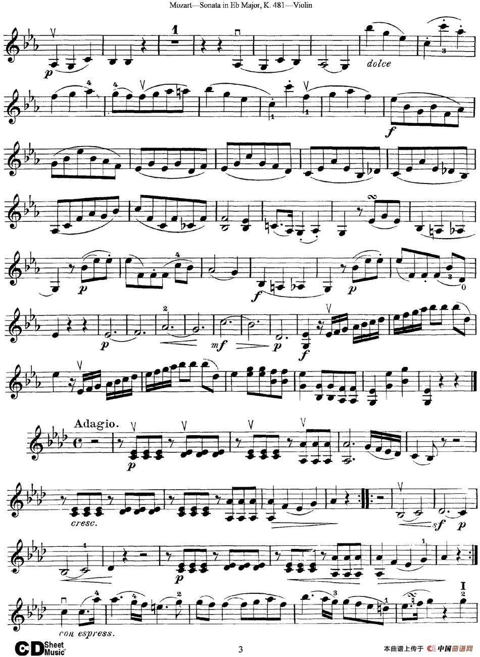 Violin Sonata in Eb Major K.481