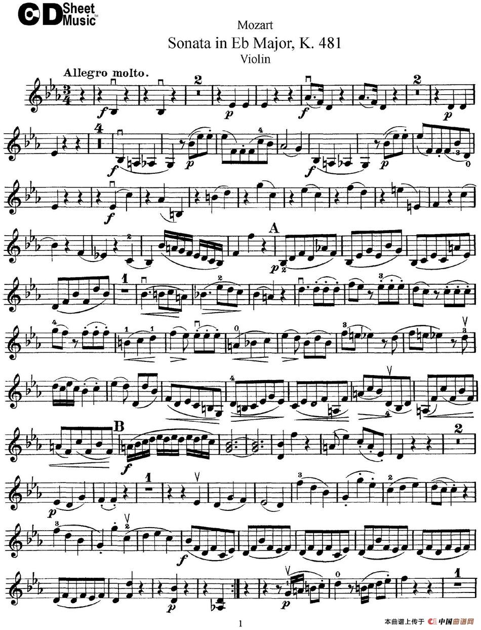 Violin Sonata in Eb Major K.481