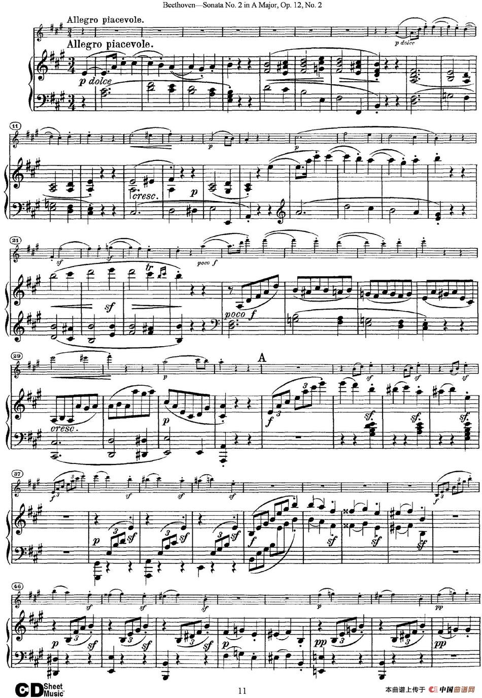 Violin Sonata No.2 in A Major Op.12 No.2（小提琴+钢琴伴奏