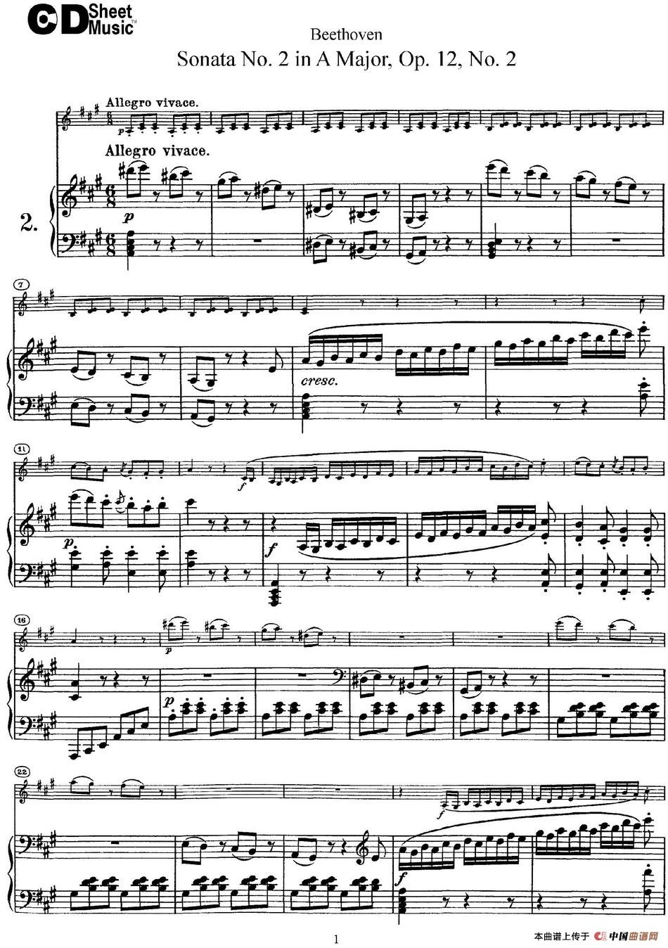 Violin Sonata No.2 in A Major Op.12 No.2（小提琴+钢琴伴奏