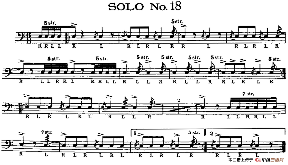 美国军鼓 SOLO No.16-20（爵士鼓谱）