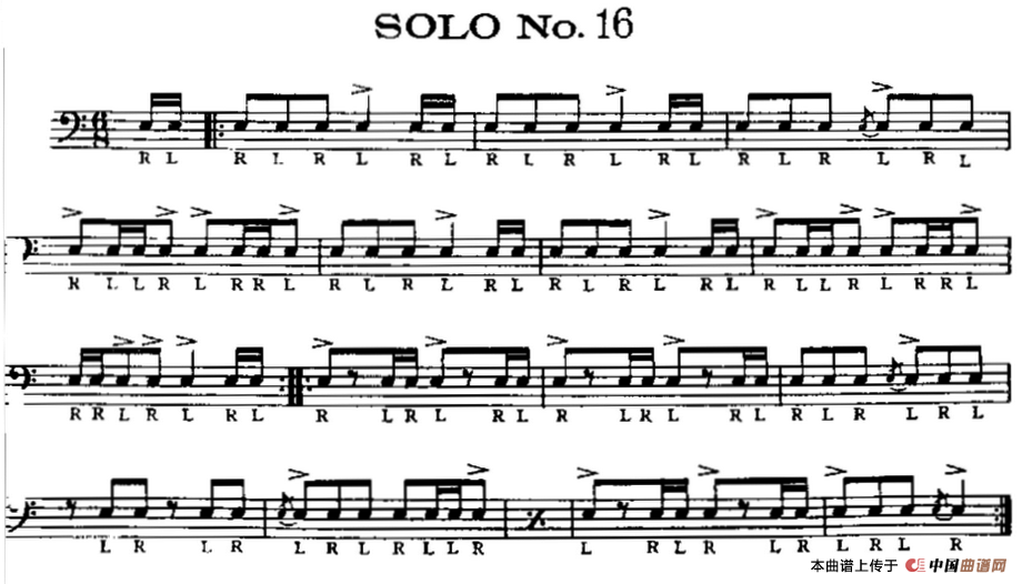 美国军鼓 SOLO No.16-20（爵士鼓谱）