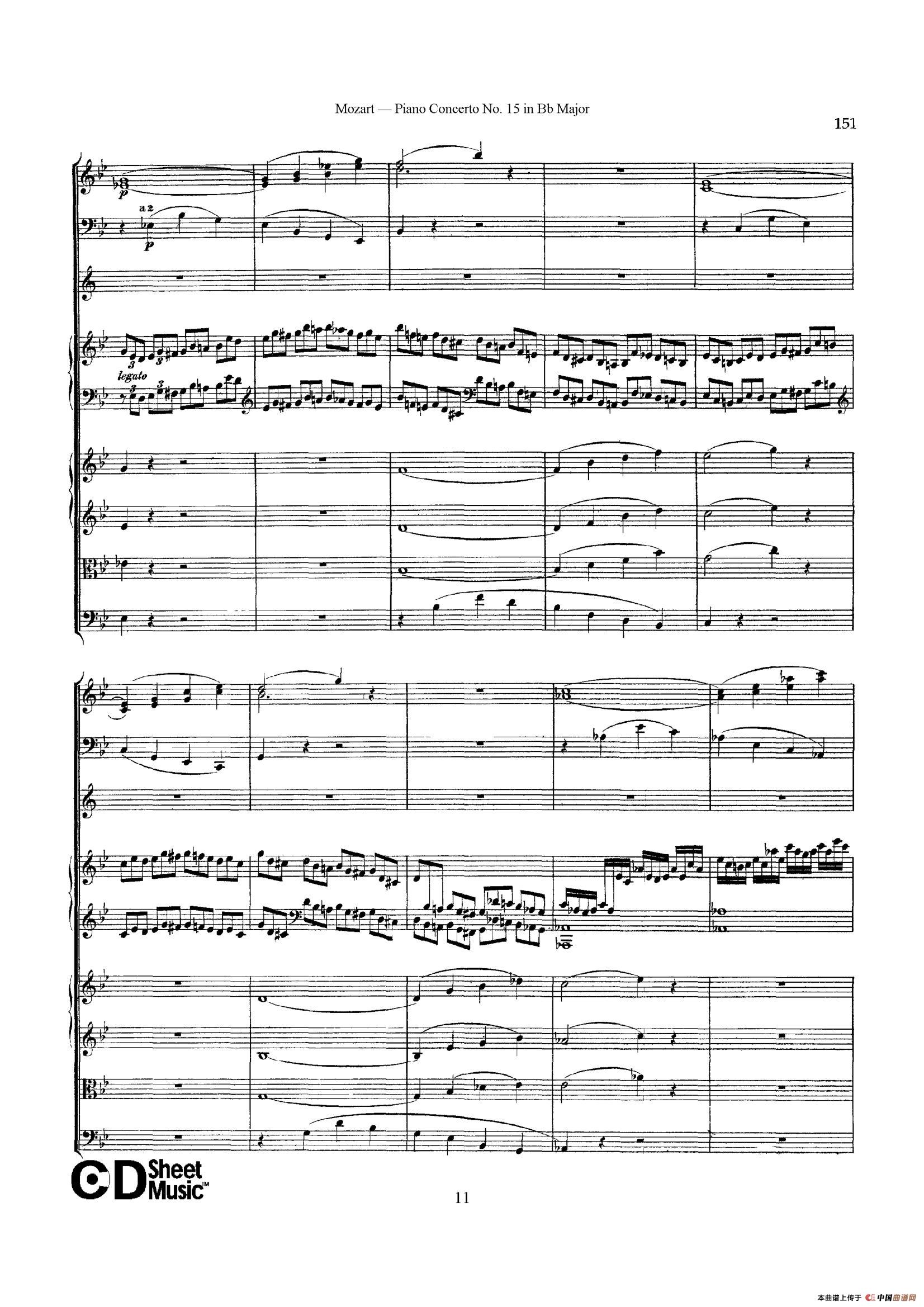 Piano Concerto No.15 in Bb Major K.450 - Full Score （降B大调