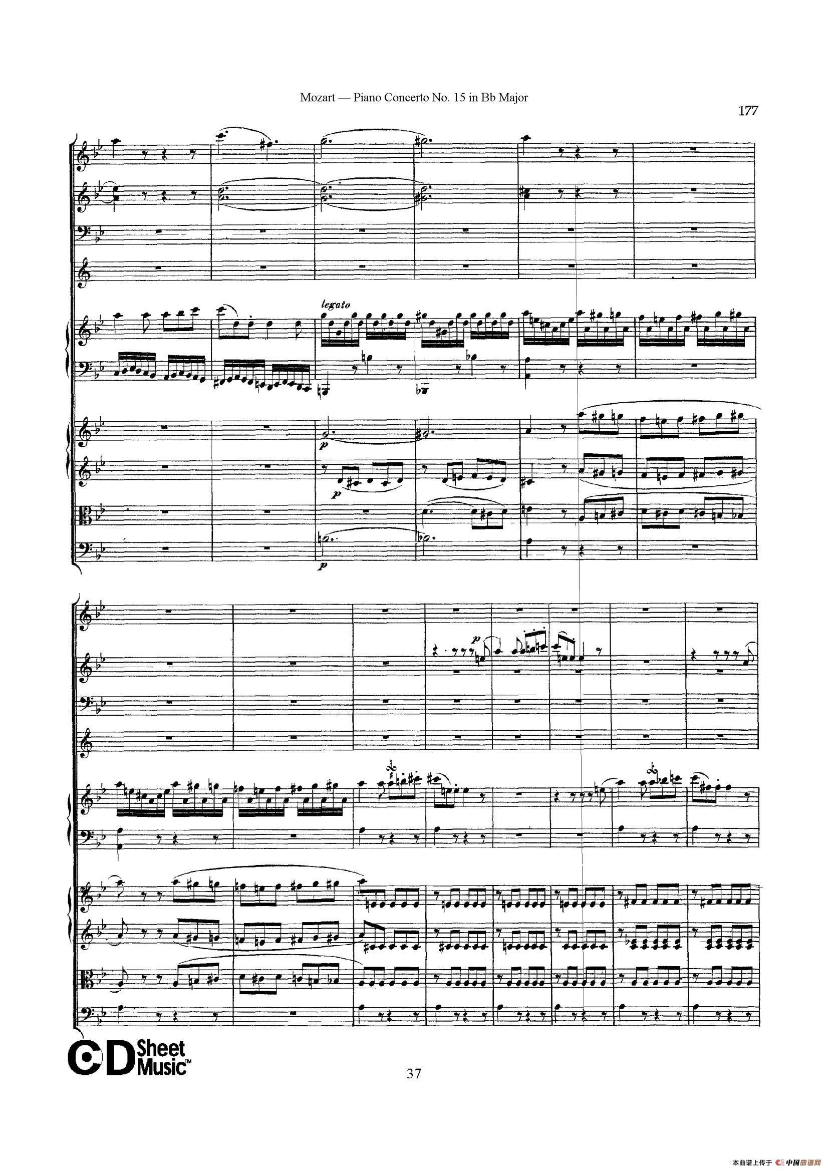 Piano Concerto No.15 in Bb Major K.450 - Full Score （降B大调