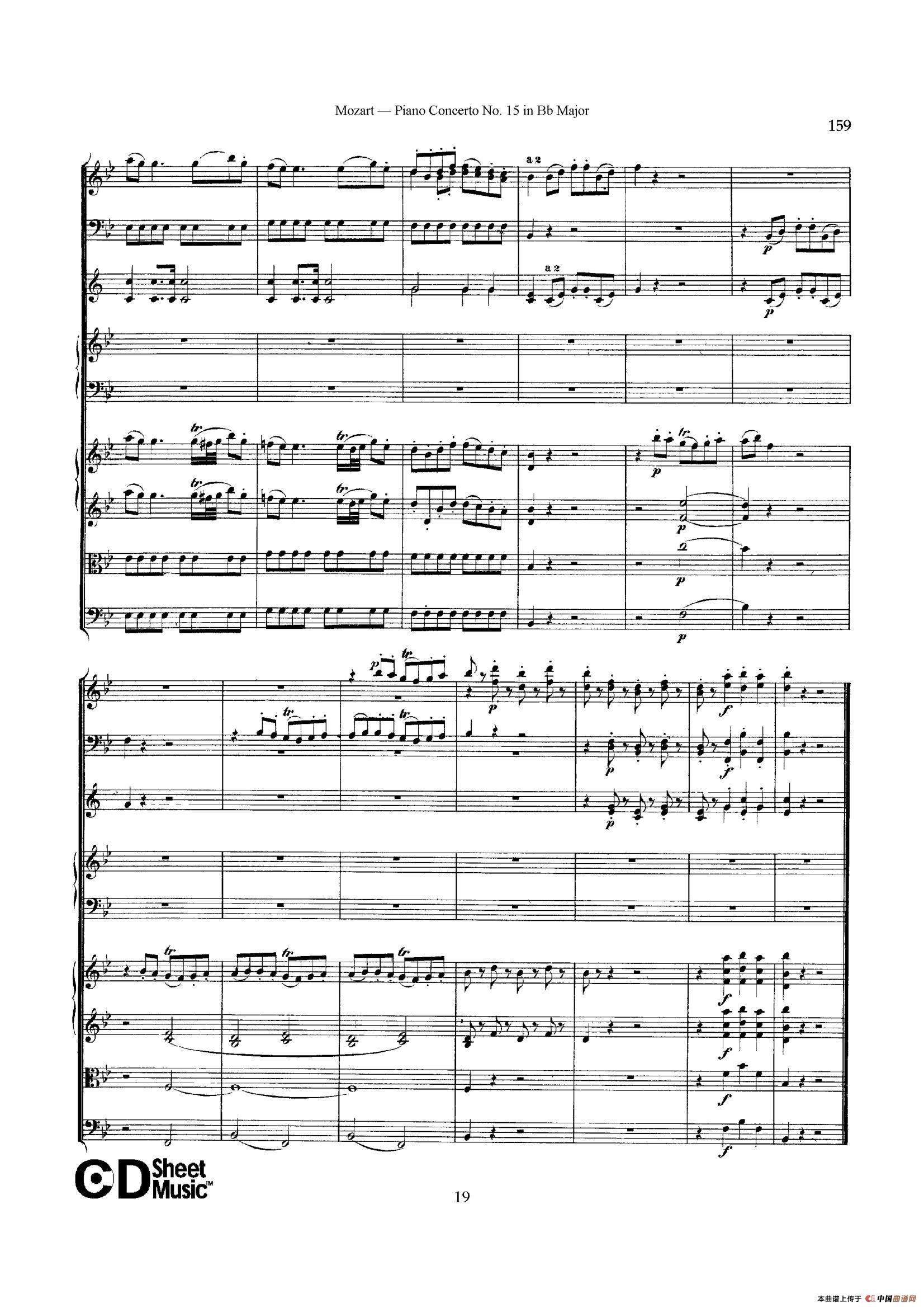 Piano Concerto No.15 in Bb Major K.450 - Full Score （降B大调