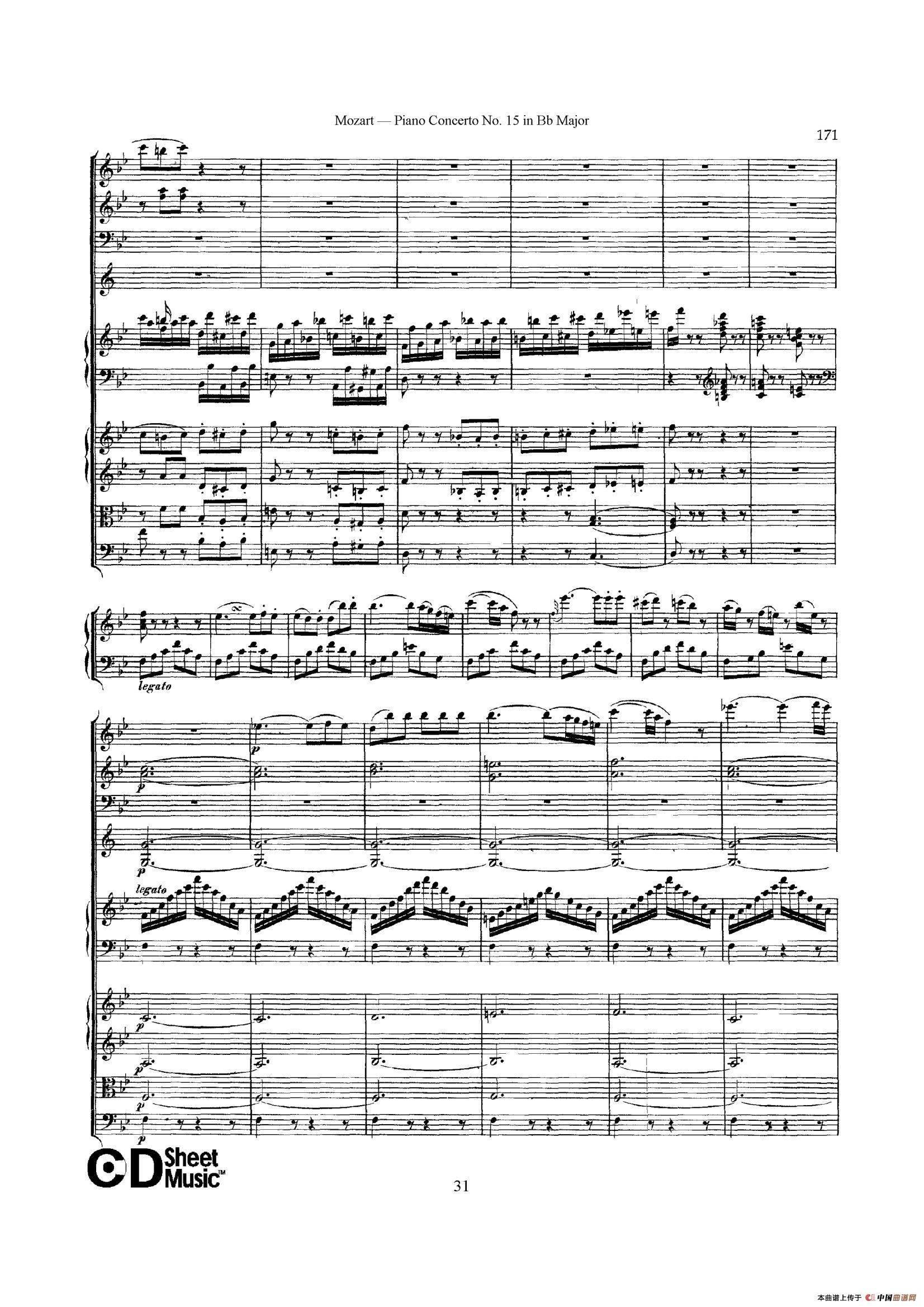 Piano Concerto No.15 in Bb Major K.450 - Full Score （降B大调