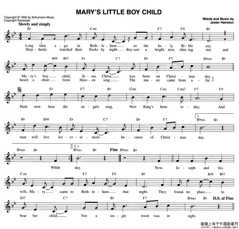 MARYS LITTLE BOY CHILD（五线谱）