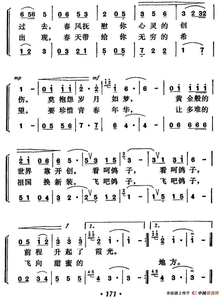 鸽子，别再迷惘（男声二重唱）合唱谱