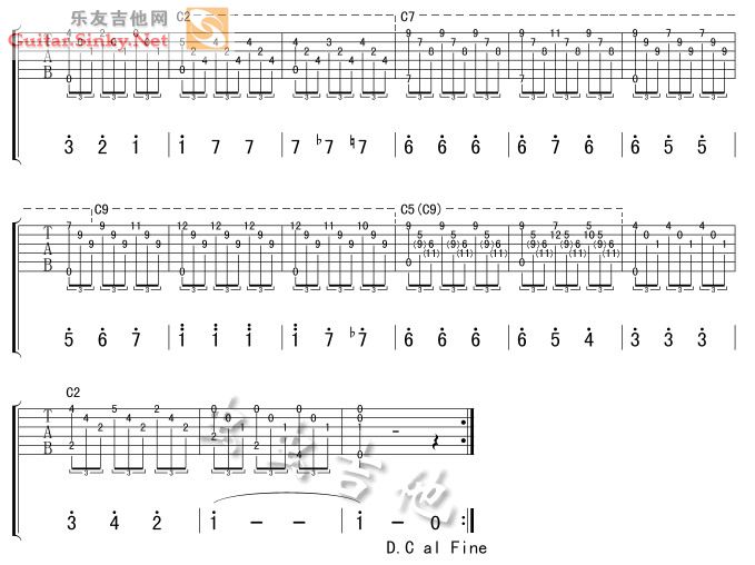 爱的罗曼史（主旋律 变奏完整图片版）吉他谱