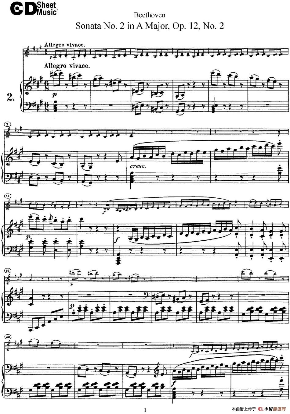 Violin Sonata No.2 in A Major Op.12 No.2（小提琴+钢琴伴奏