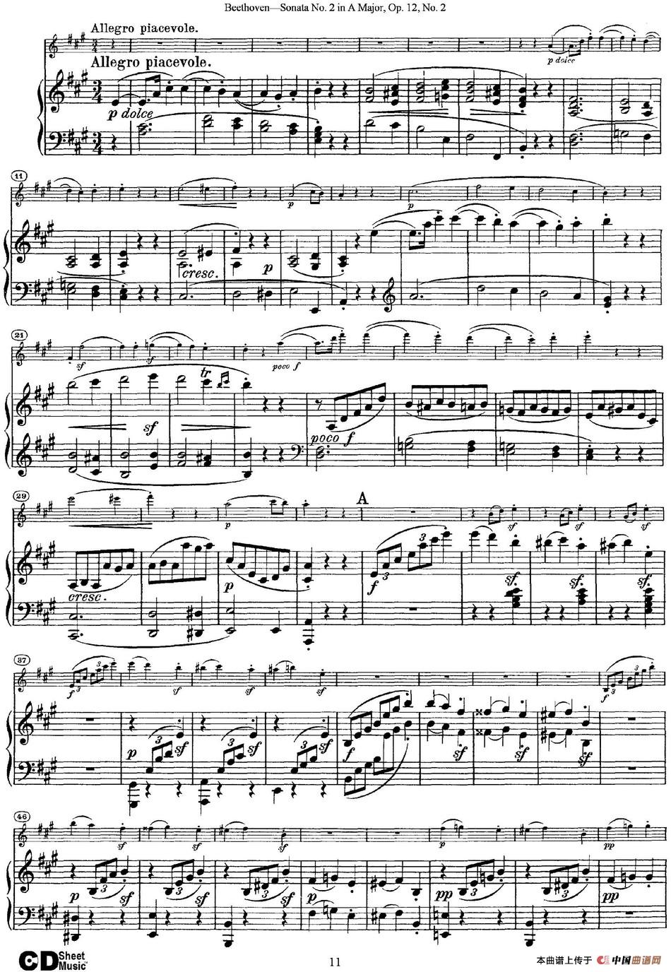 Violin Sonata No.2 in A Major Op.12 No.2（小提琴+钢琴伴奏