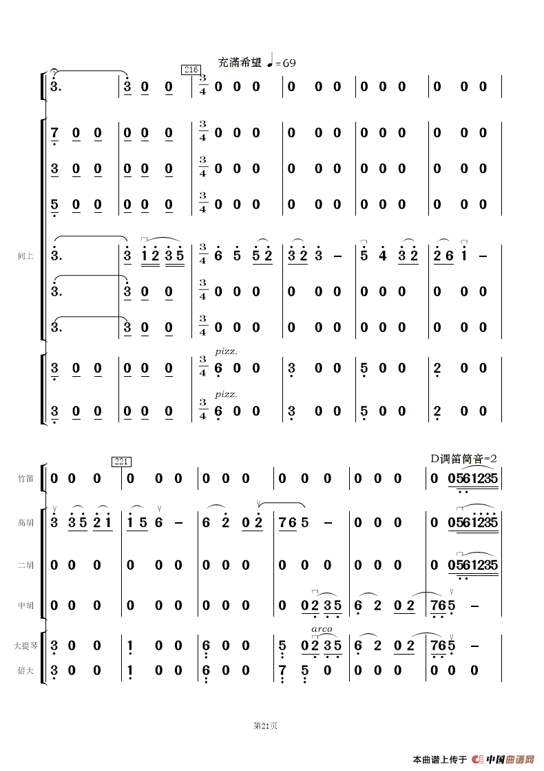 《白毛女》选曲（民乐合奏总谱）