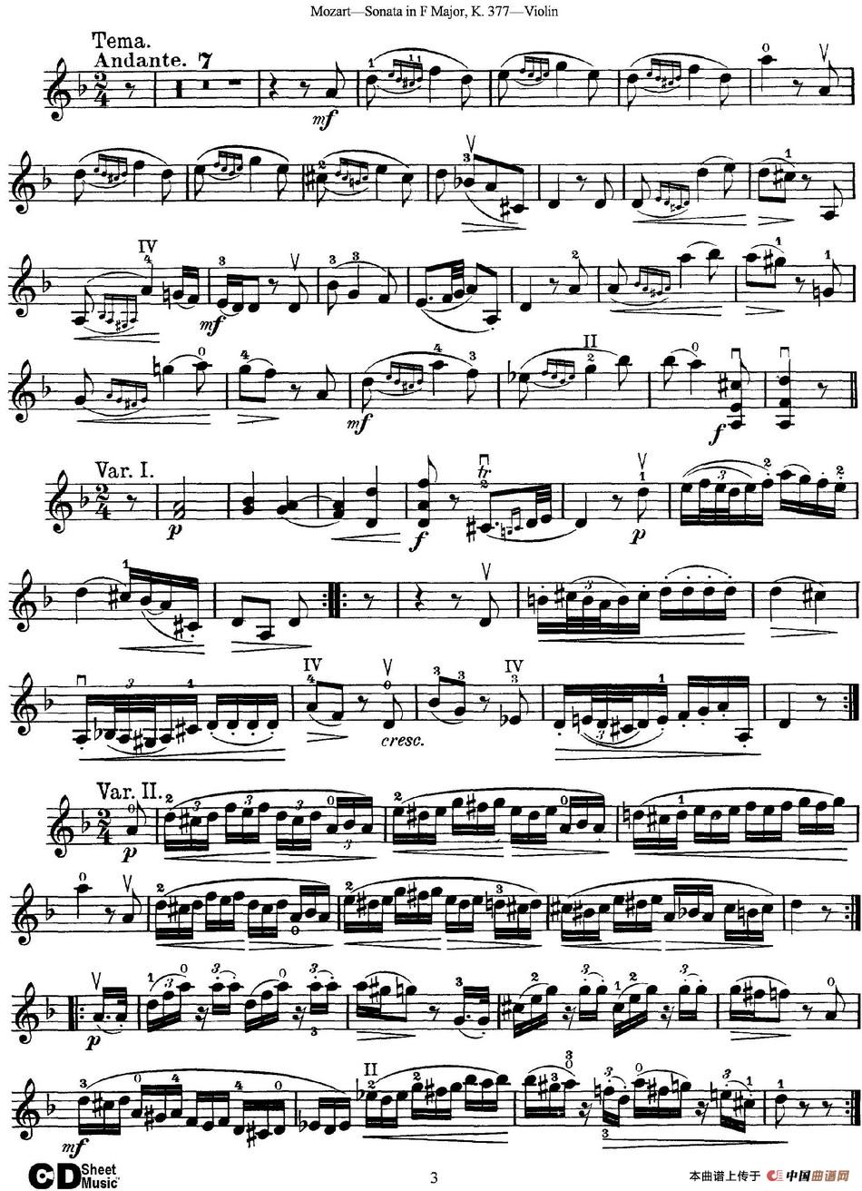 Violin Sonata in F Major K.377