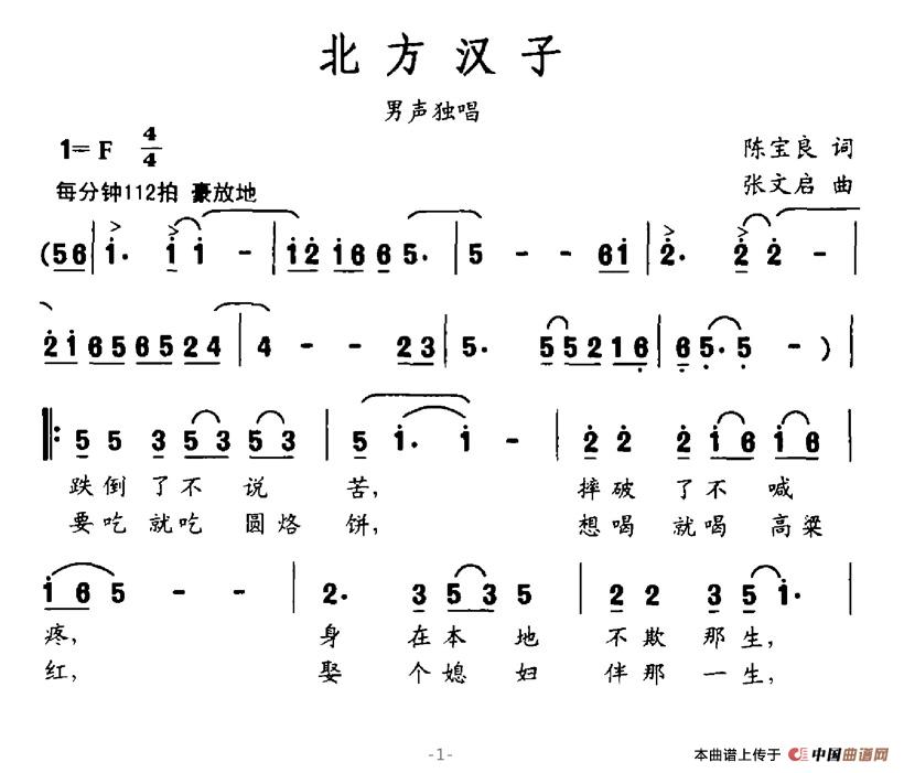 北方汉子（陈宝良词 张文启曲）