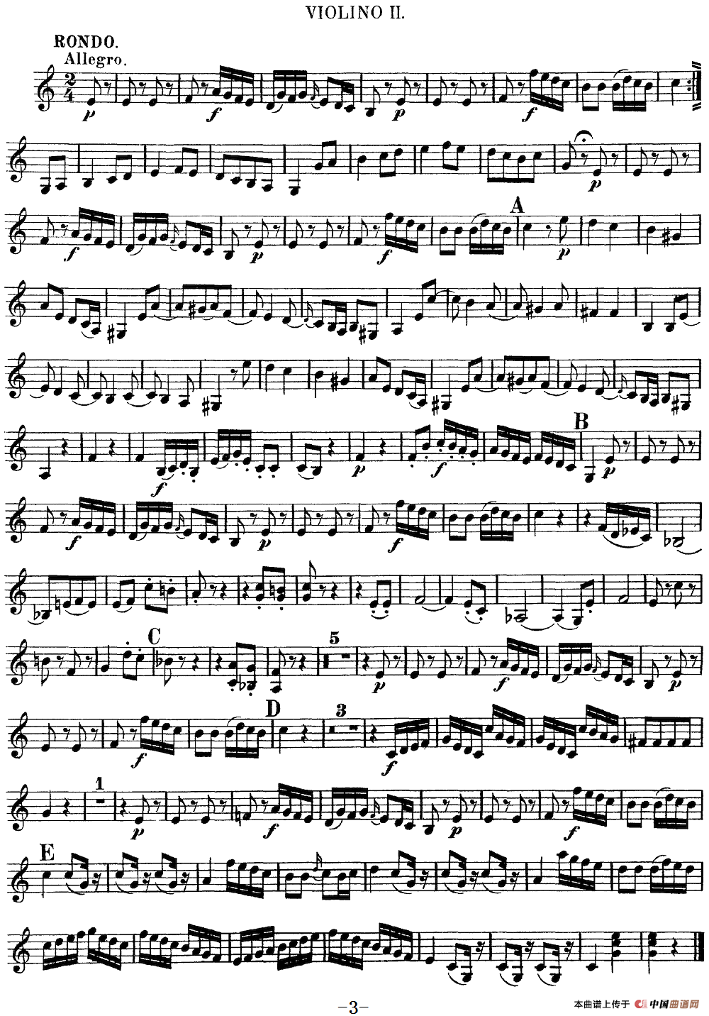 Mozart《Quartet No.10 in C Major,K.170》（Violin 2分谱）