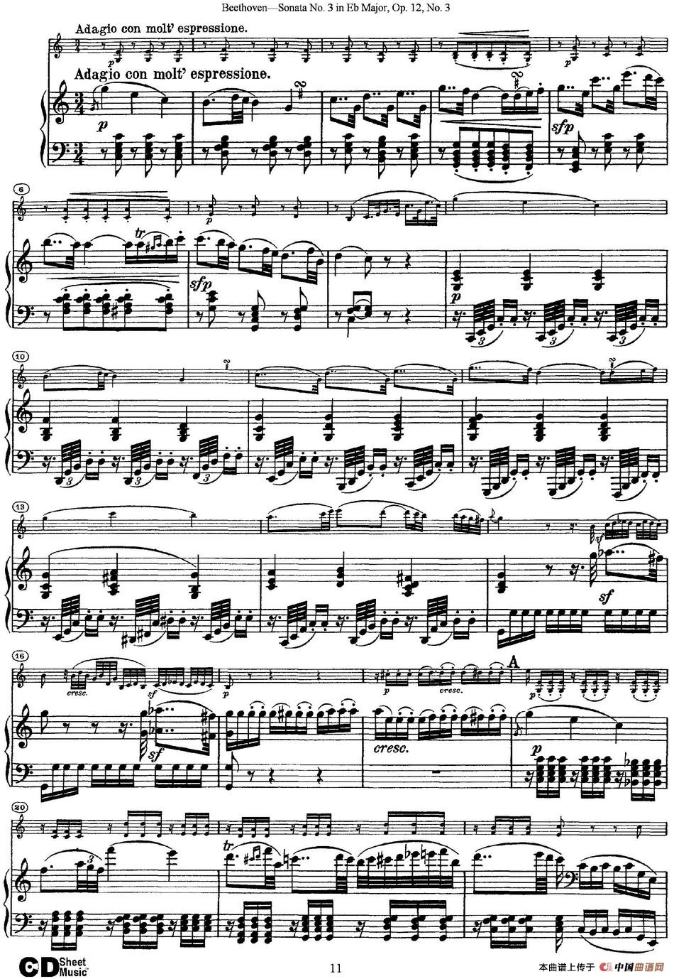 Violin Sonata No.3 in Eb Major Op.12 No.3（小提琴+钢琴伴