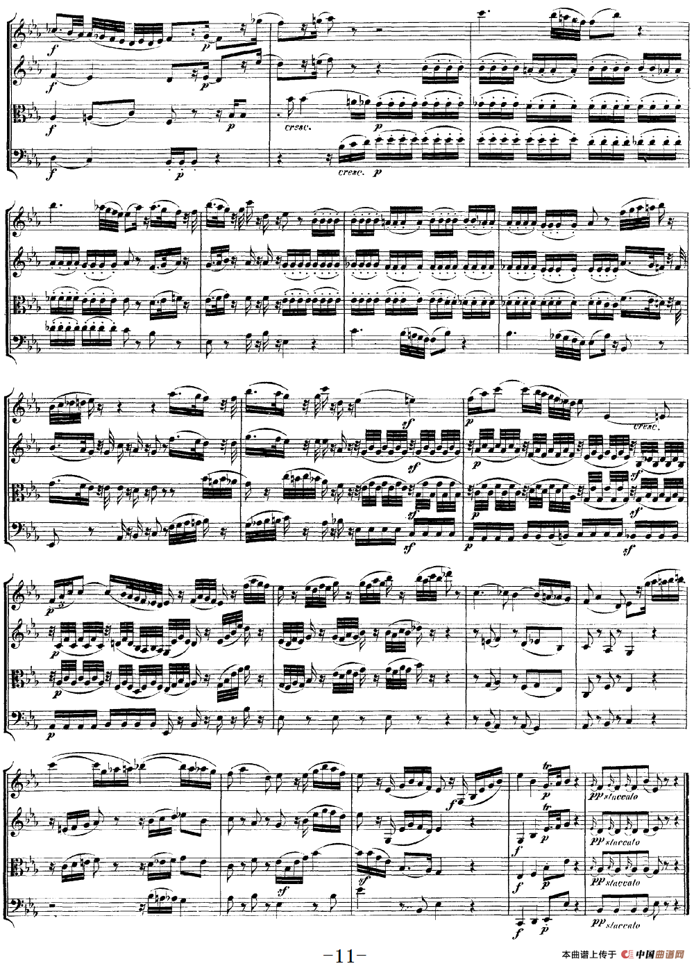 Mozart《Quartet No.17 in Bb Major,K.458》（总谱）