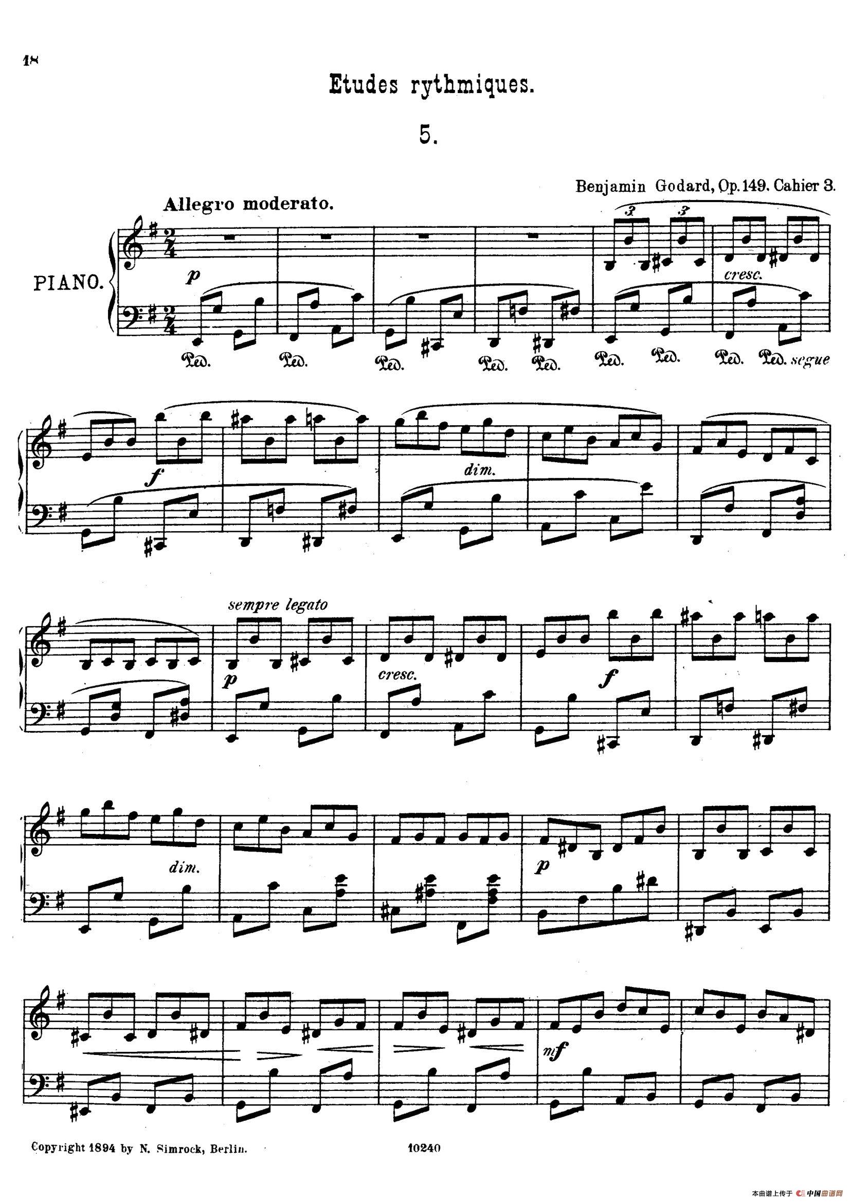 Etudes Rythmiques Op.149（节奏练习曲集）（5）