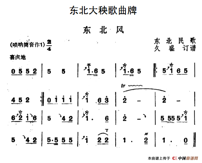 东北大秧歌曲牌：东北风