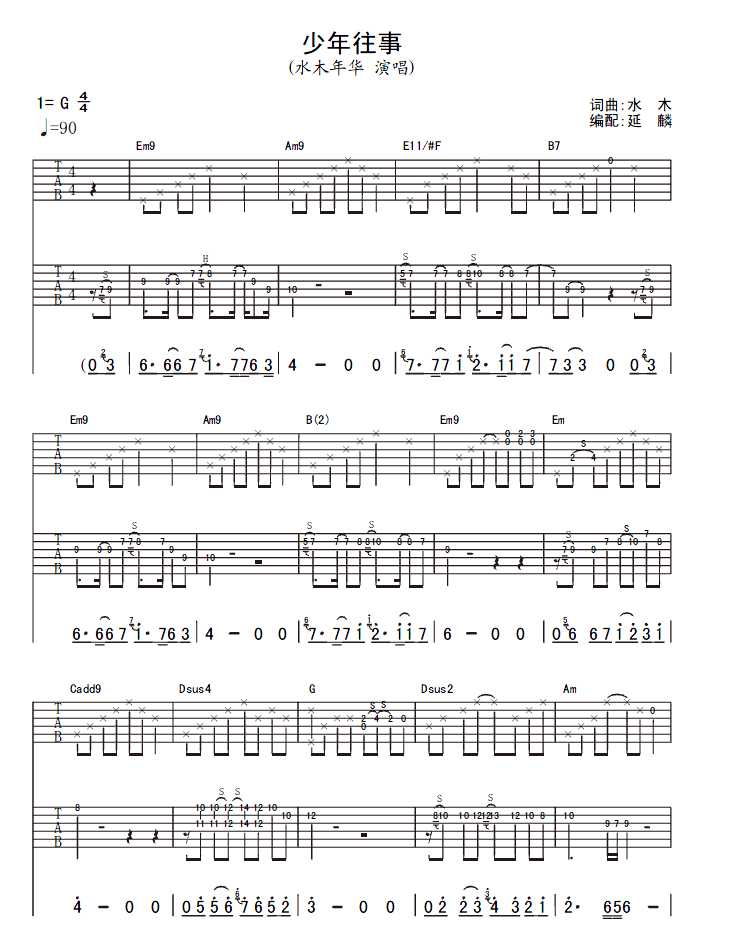 《少年往事》吉他谱第2张