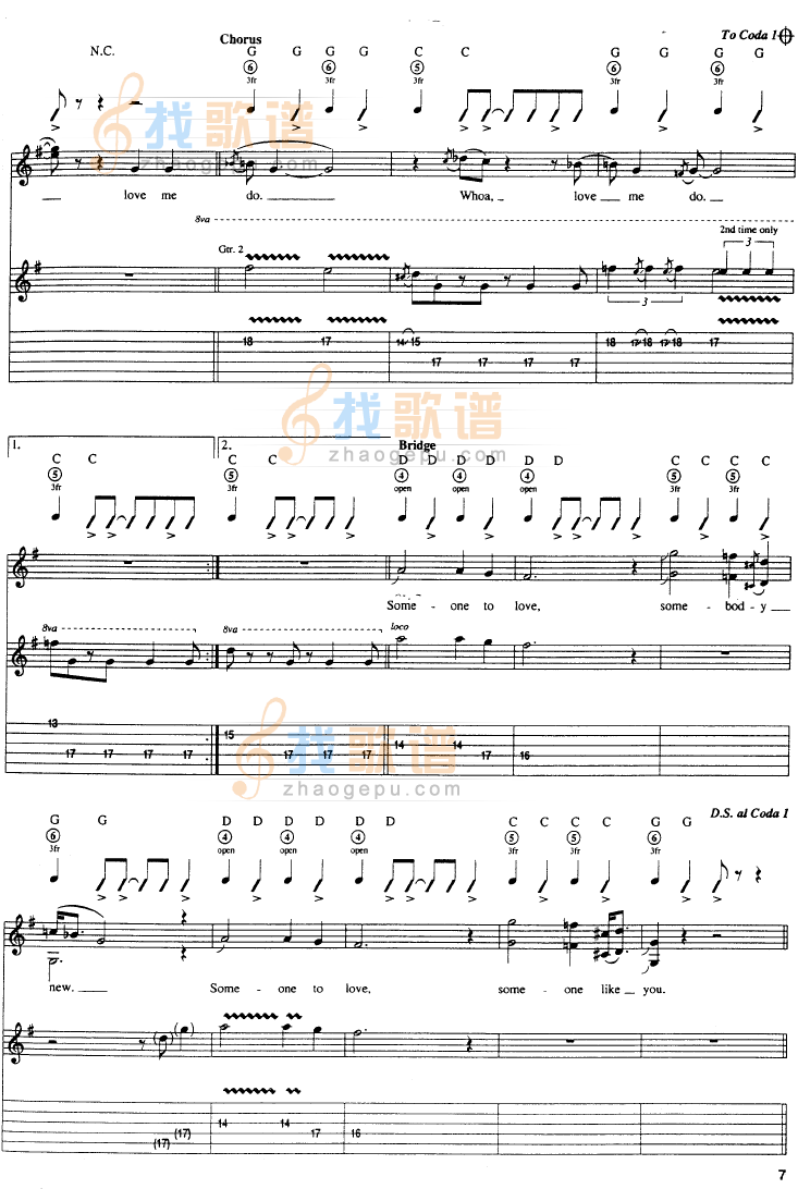 love Me do吉他谱( 六线谱)-吉他谱