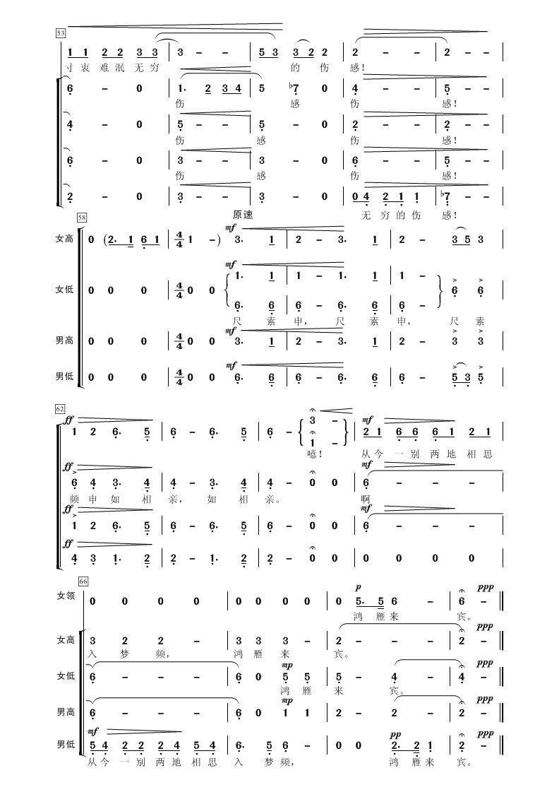 阳关三叠简谱(王振亚编曲作曲)