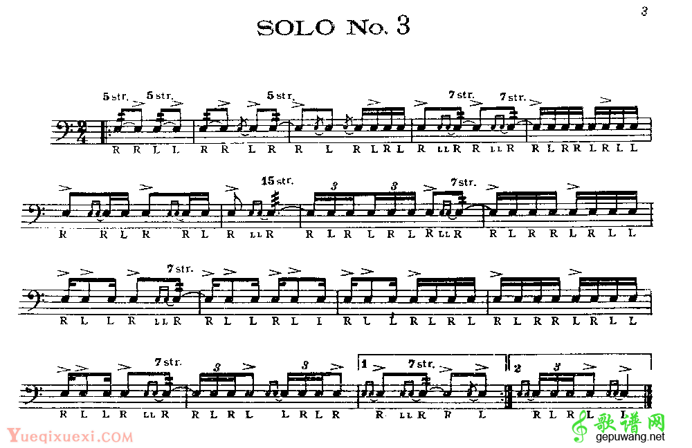 美国军鼓150条精华SOLO系列之《SOLO No.3》