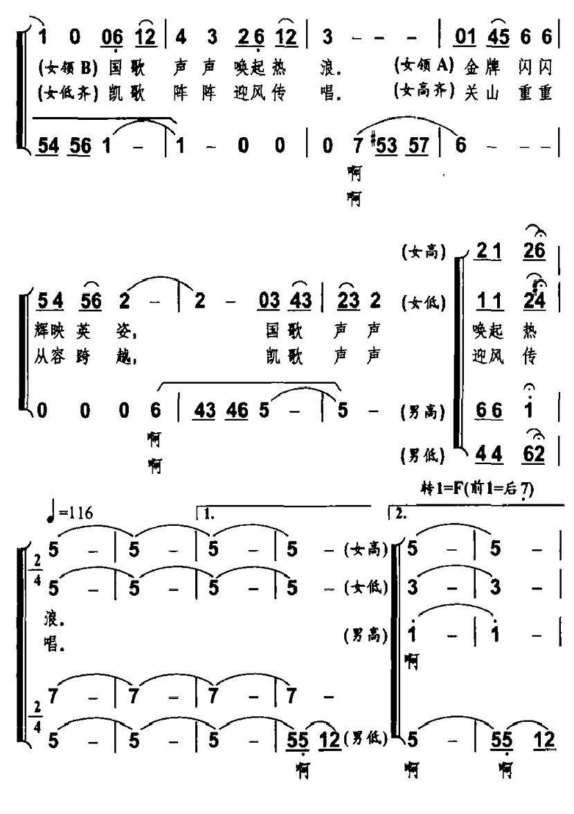 健儿飞翔简谱(王沛作曲)