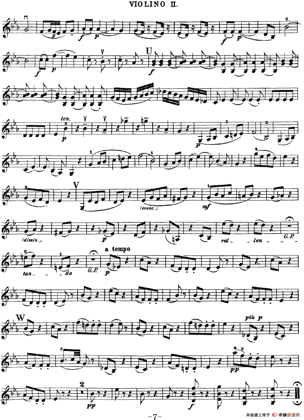 Mozart《Quartet No.16 in Eb Major,K.428》（Violin 2分谱）