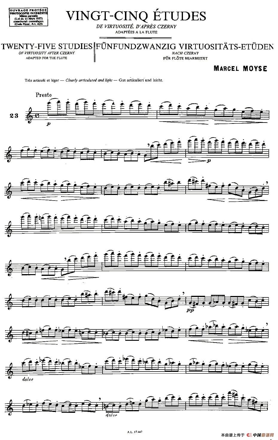 Moyse - 25 Studies after Czerny flute 之23（25首改编自车