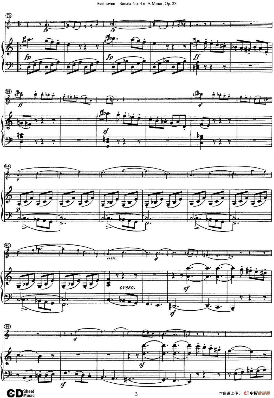 Violin Sonata No.4 in A Minor Op.23（小提琴+钢琴伴奏）