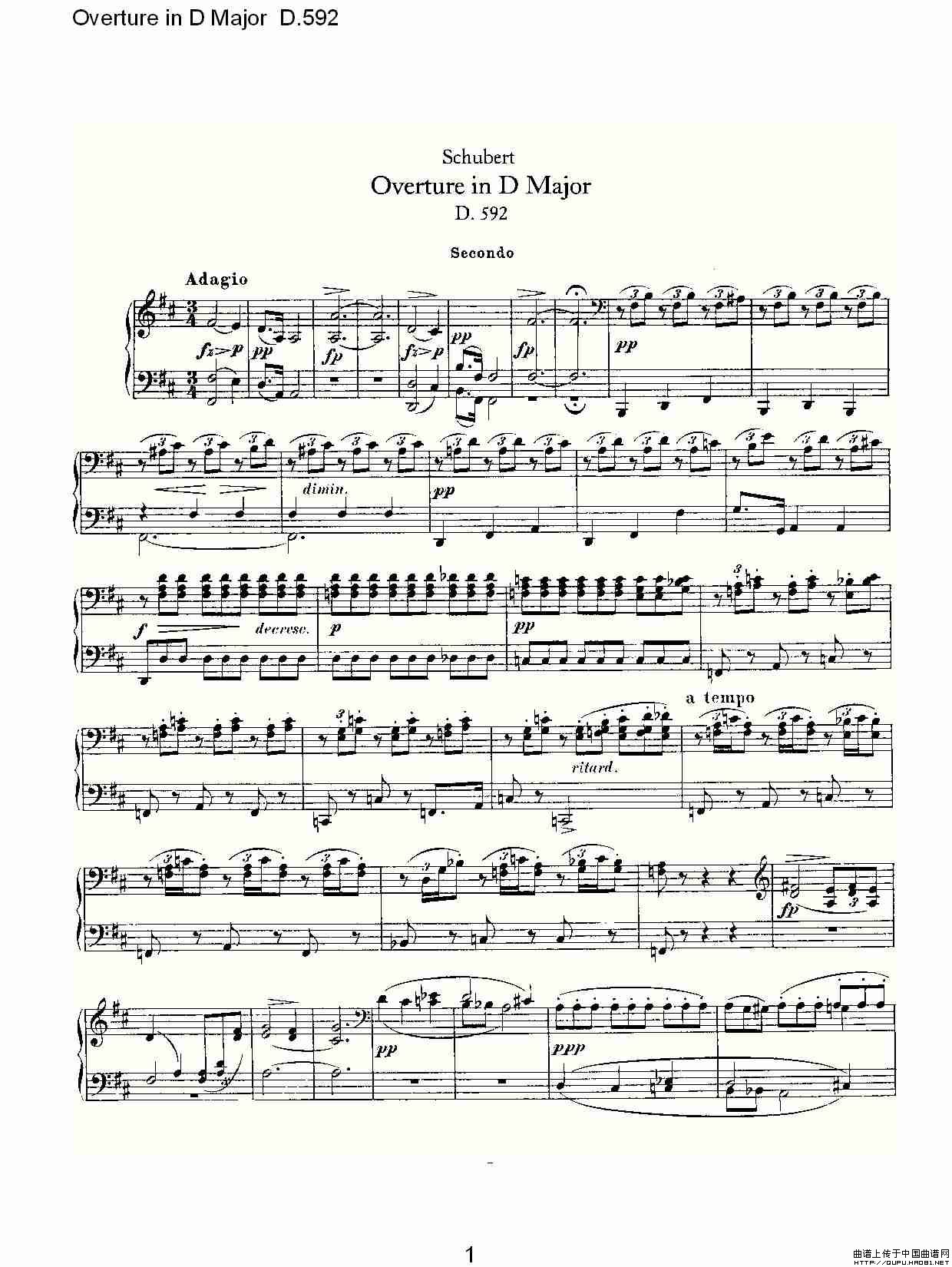 Overture in D Major D.592（Ｄ大调序曲 D.592）