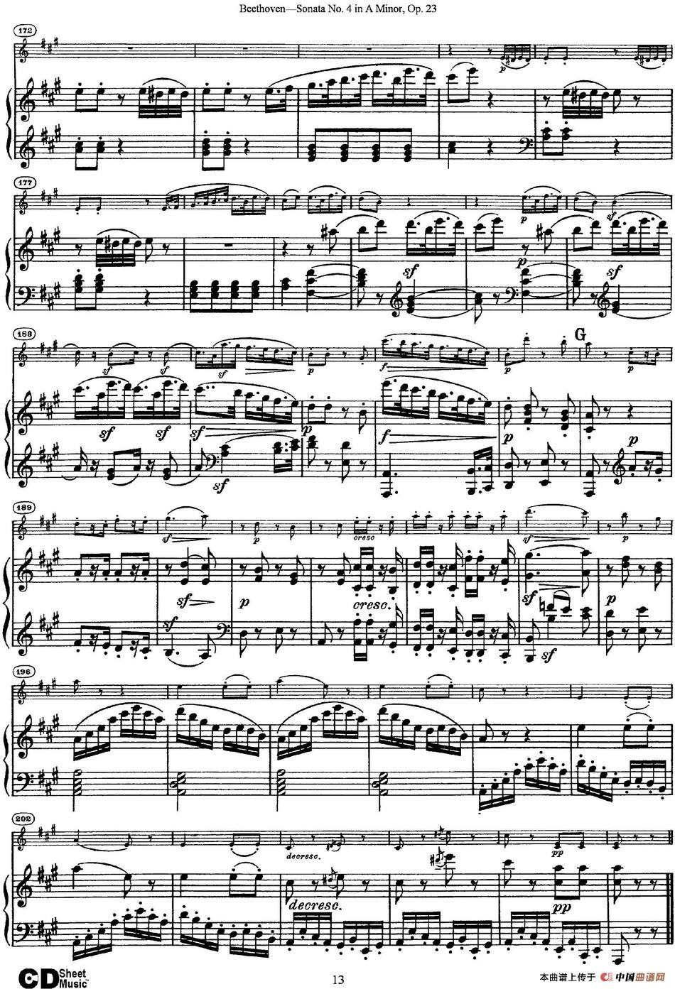 Violin Sonata No.4 in A Minor Op.23（小提琴+钢琴伴奏）