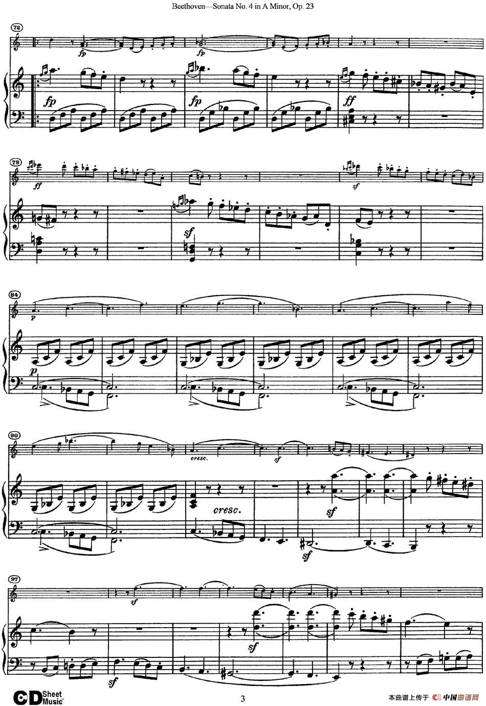 Violin Sonata No.4 in A Minor Op.23（小提琴+钢琴伴奏）