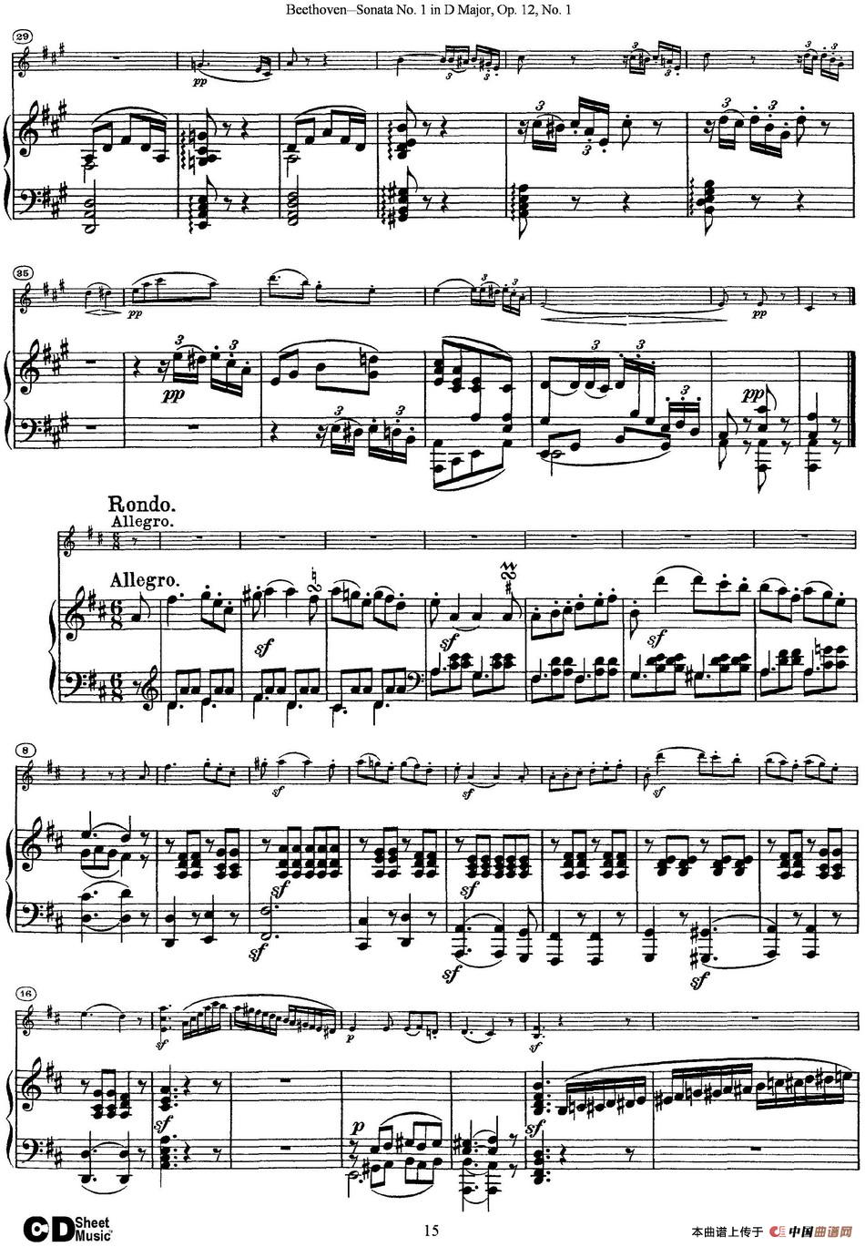 Violin Sonata No.1 in D Major Op.12 No.1（小提琴+钢琴伴奏