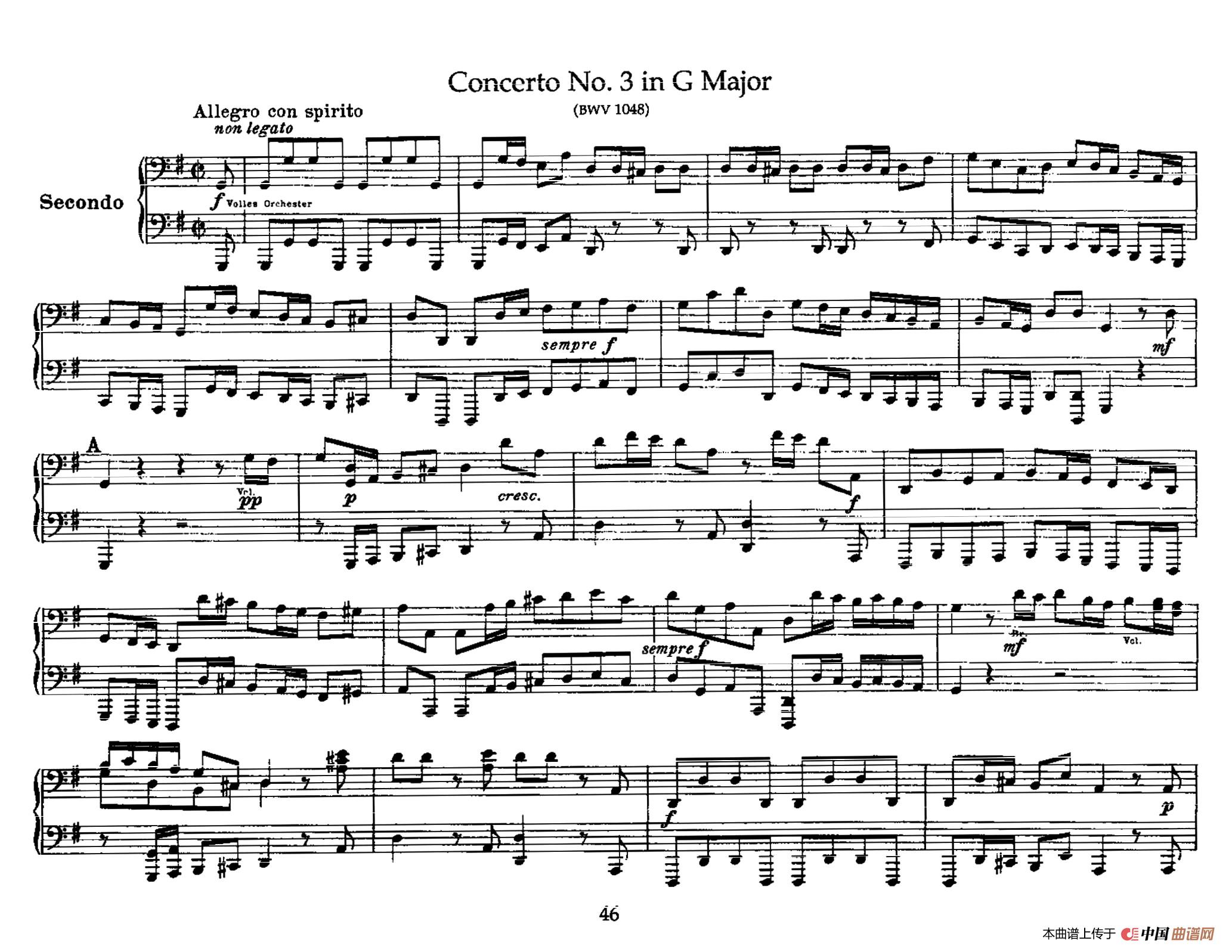 Brandenburg Concerto No.3 in G Major BWV.1048（G大调第三勃