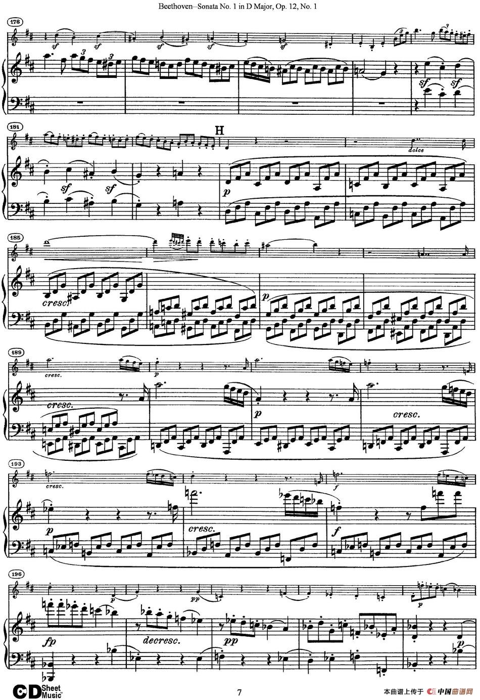 Violin Sonata No.1 in D Major Op.12 No.1（小提琴+钢琴伴奏