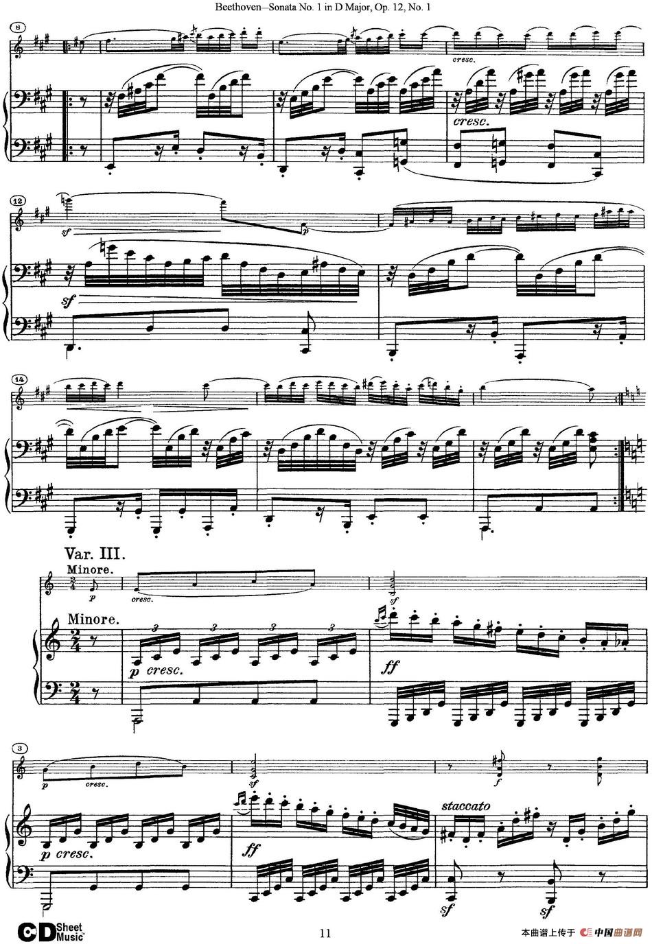 Violin Sonata No.1 in D Major Op.12 No.1（小提琴+钢琴伴奏